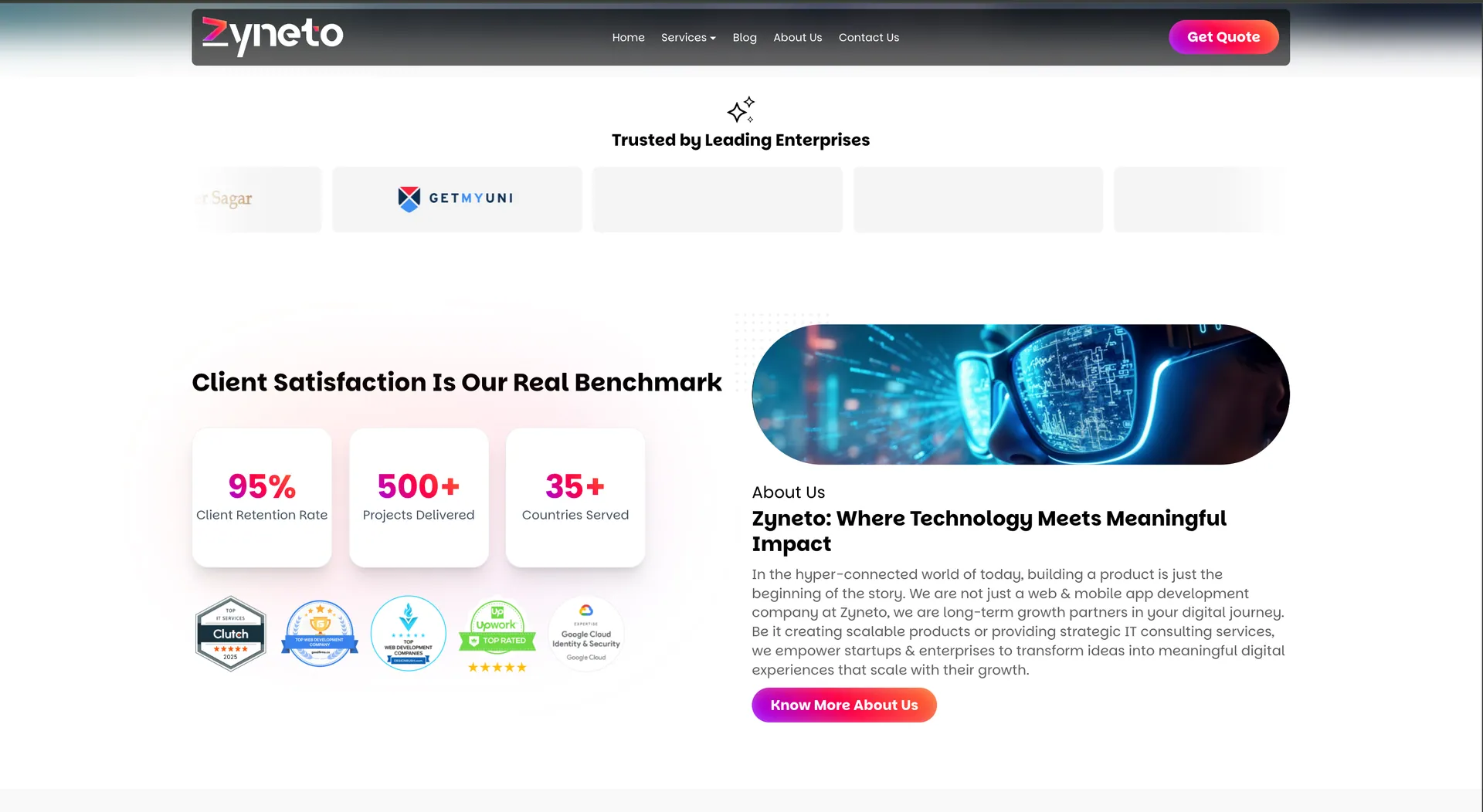 Zyneto Global Technologies website version 2 homepage designed by Lalit Jakhar