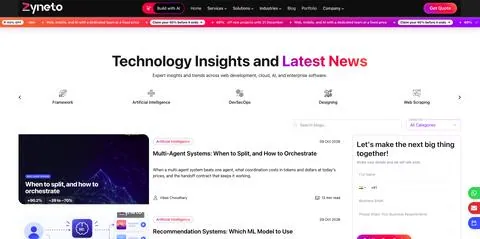 Zyneto technology insights page developed by Lalit Jakhar for Zyneto Global Technologies